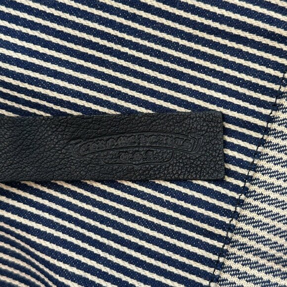 Chrome Hearts Blue & White Pinstripe Chore Button Up Shirt - Picture 3 of 6